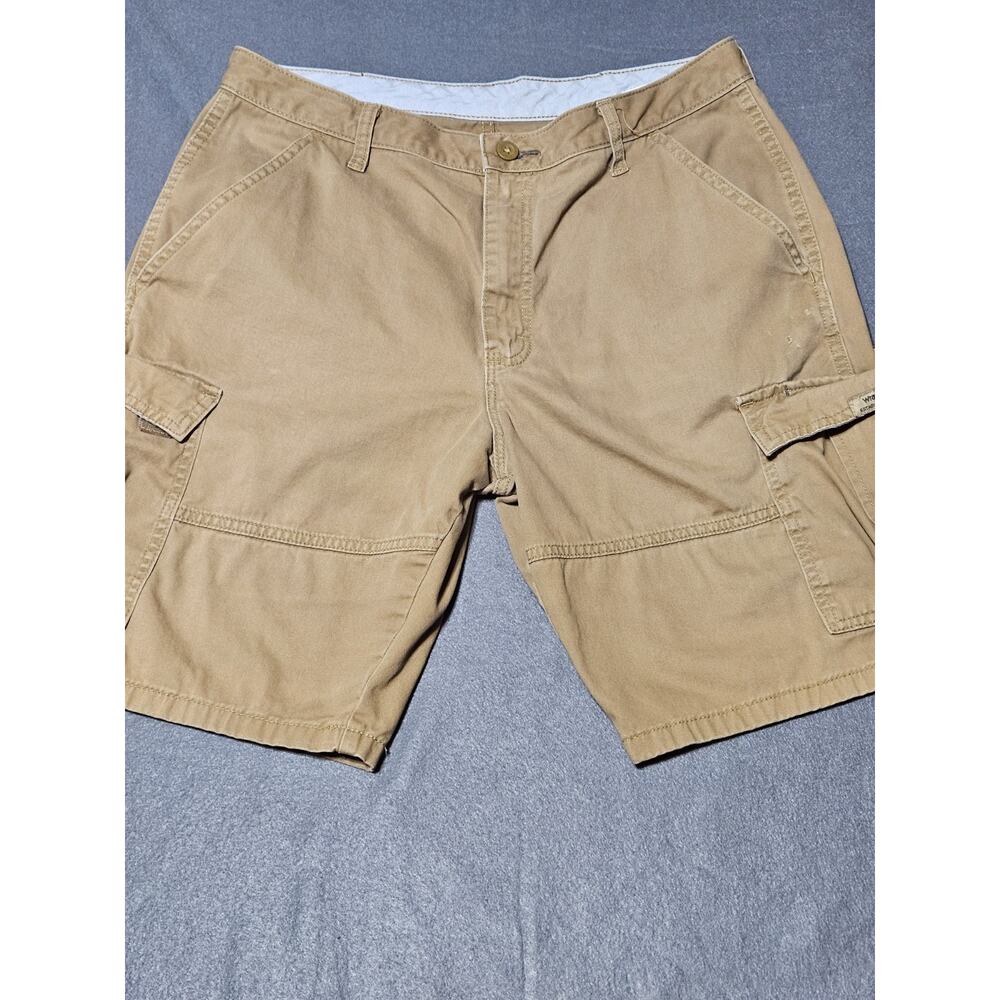 Wrangler Cargo Shorts Mens 34 Brown Khaki Outdoor Hiking Fishing Utility Pockets